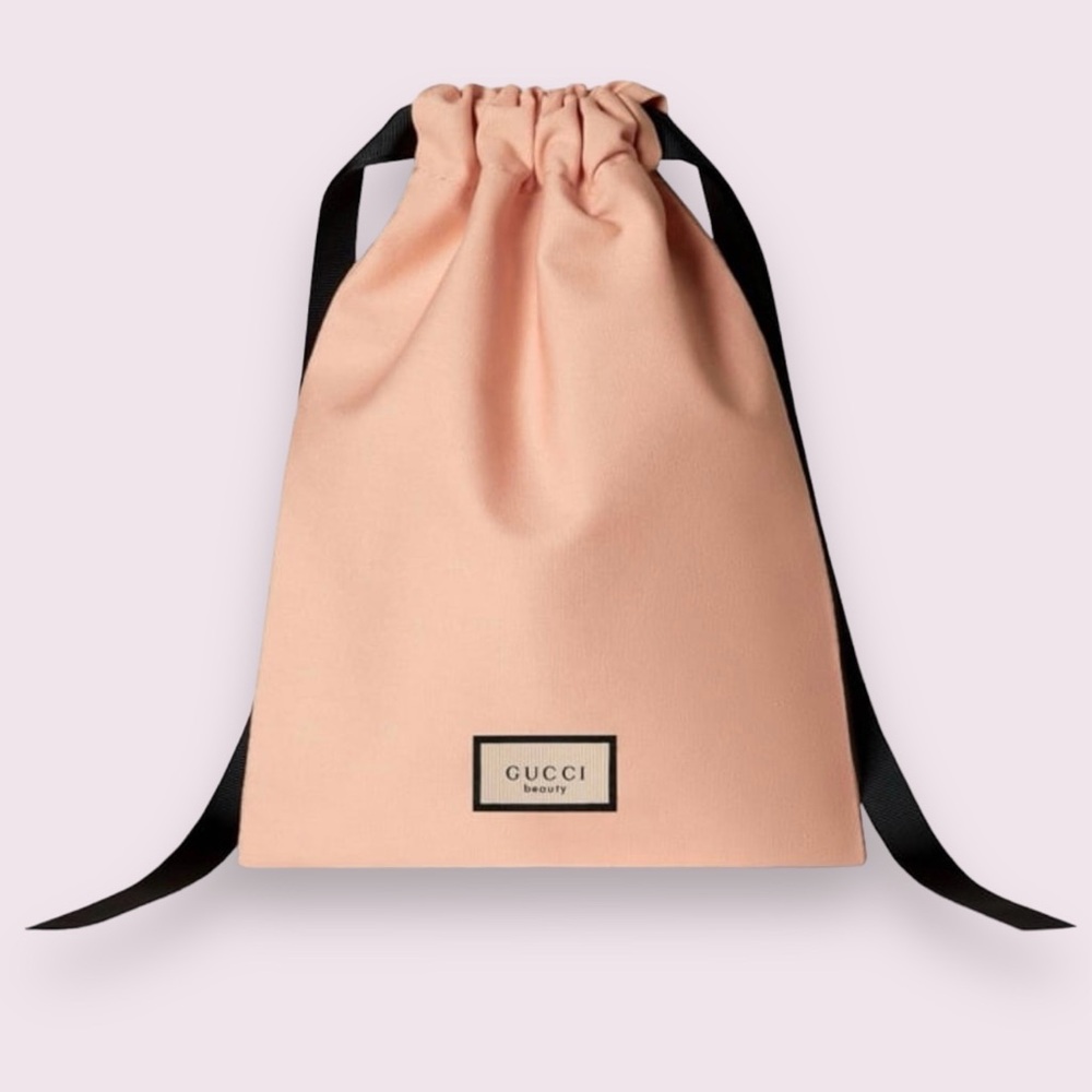 Salmon-Pink Gucci Beauty (Scrunch-Top) Cosmetic-Makeup Bag/Pouch